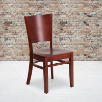 Flash Furniture XU-DG-W0094B-MAH-MAH-GG Lacey Series Solid Back Mahogany Wooden Restaurant Chair